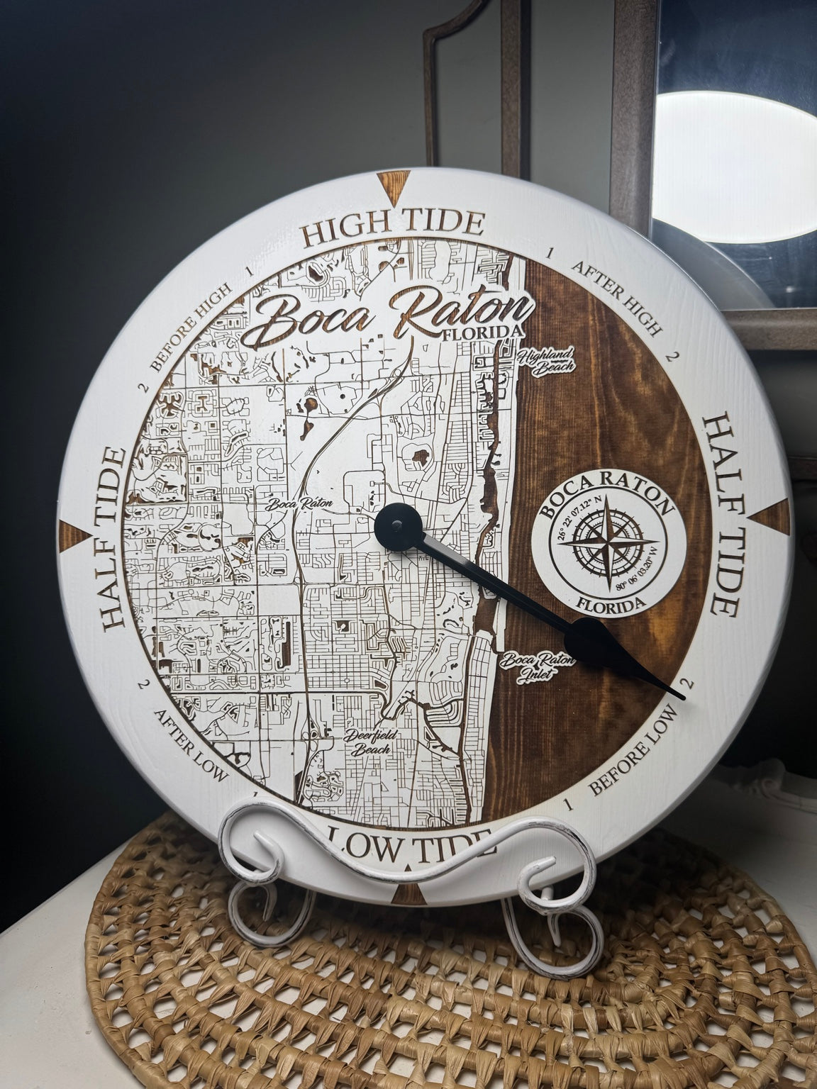 Boca Raton Florida tide clock with detailed local map design